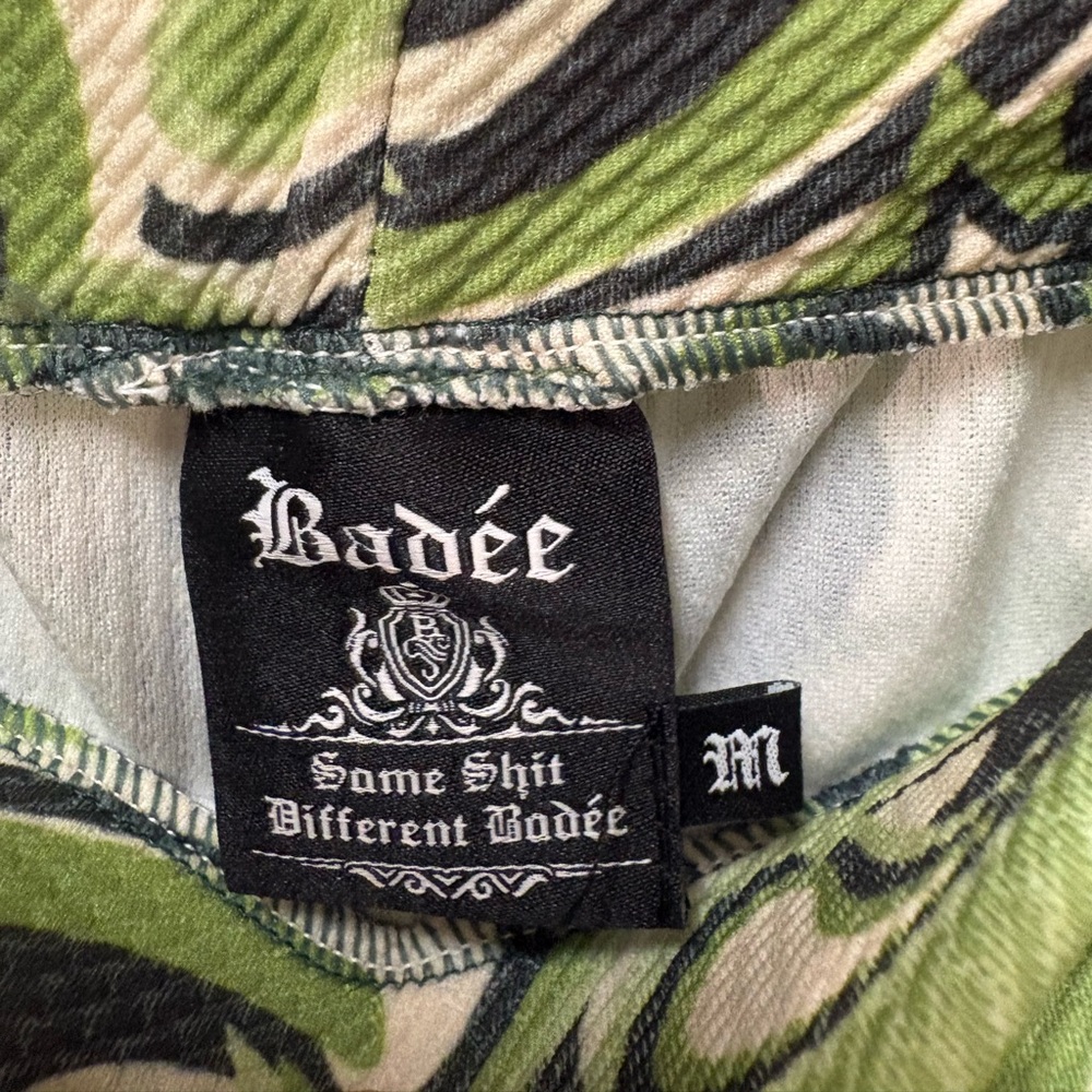 Dolls Kill BADEE Milky Way Groovy Swirl Flare Pants Cropped M Green Black Y2K - Picture 8 of 10